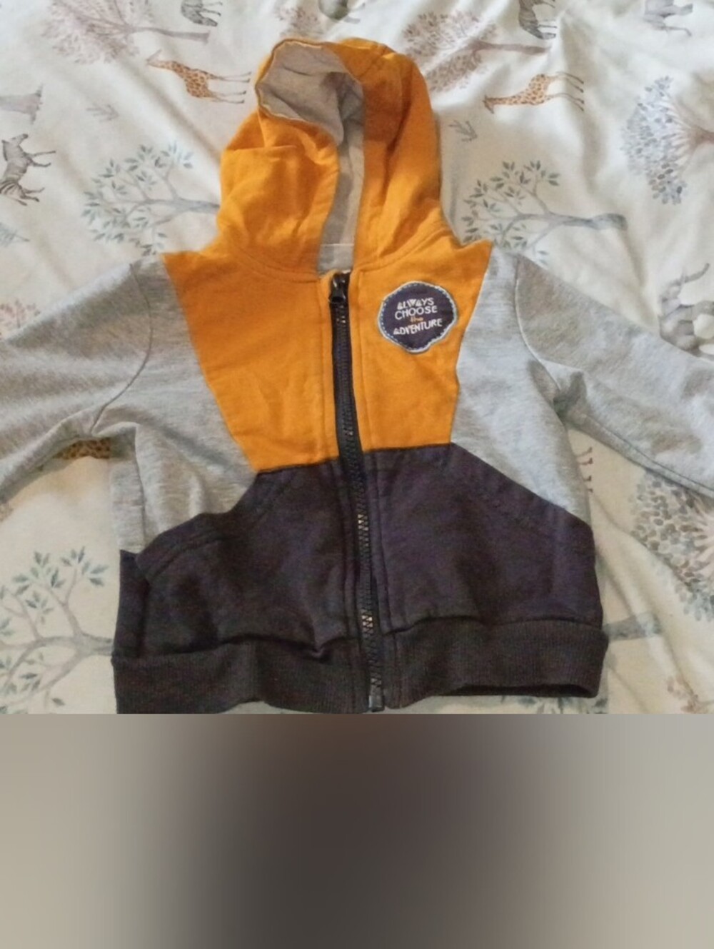 Tommy Bahama Kids Colorblock Hoodie in Mustard, Gray & Dark Brown
